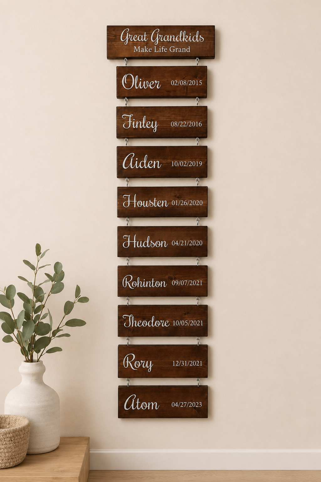 Personalized Grandkids Wood Sign | Custom Name & Birthdate